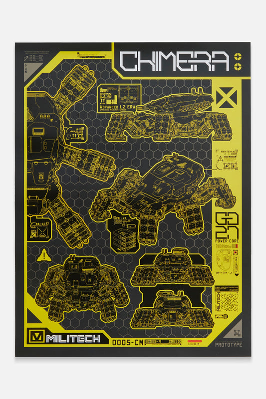 CYBERPUNK 2077 PHANTOM LIBERTY CHIMERA SCHEMATIC LITHOGRAPH